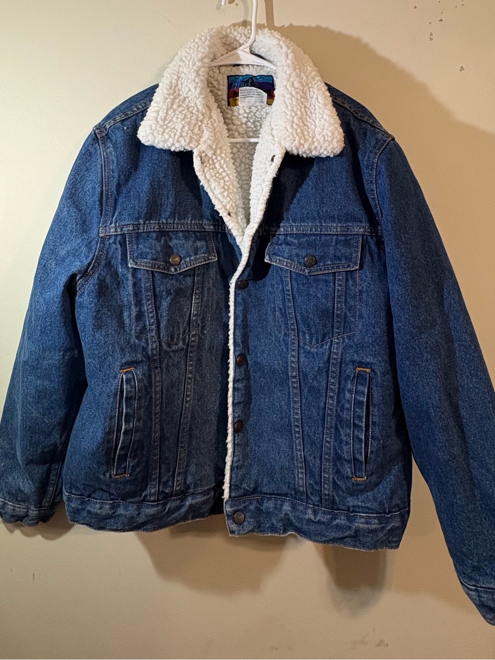 Black Canyon‎ Denim Jean Jacket Men’s large Sherpa-Lined coat vintage w/pockets